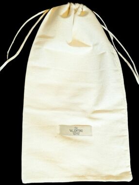 NEW Valentino Med Cream Drawstring Dust Bag Ribbon Clutch Handbag Wallet Storage